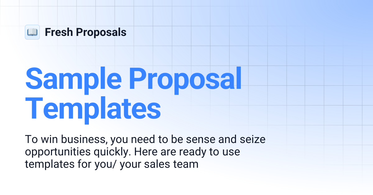 Sample Proposal Templates | Fresh Proposals